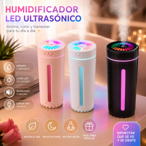 Difusor LED Ultrasónico de Aromaterapia USB