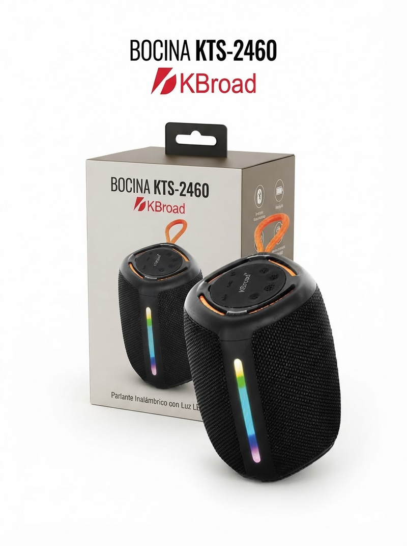 Bocina Portátil Bluetooth Kbroad KTS-2460 con Luces RGB
